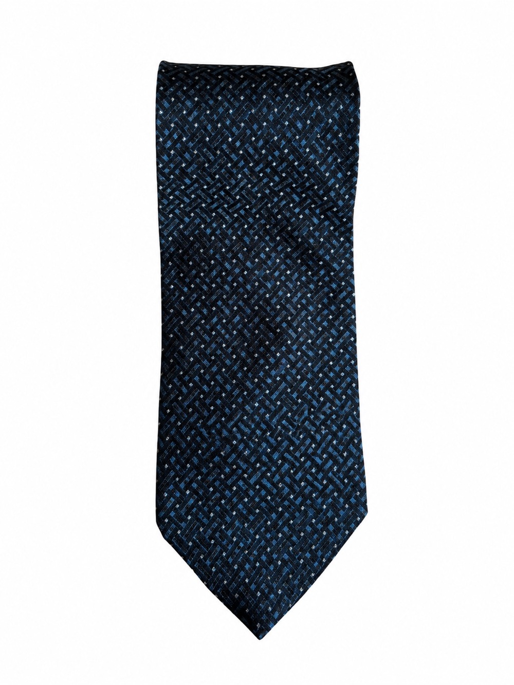 Giorgio Armani Made in Italy Navy Blue Silk Geometric Tie Extra Long 58”